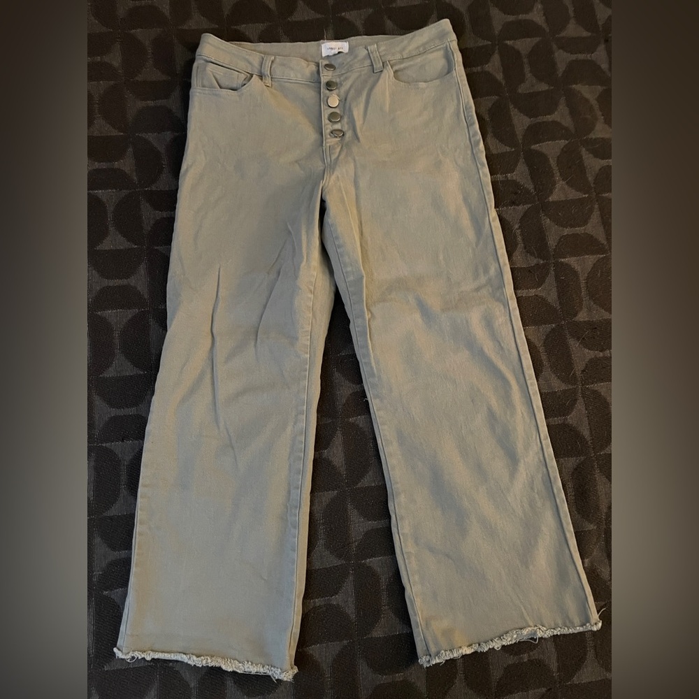 Sage green Ankle Cropped wide leg pants XL